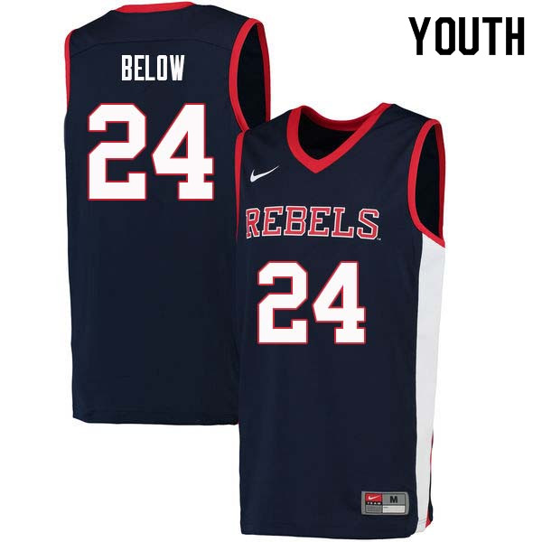 Lane Below Ole Miss Rebels NCAA Youth Navy #24 Stitched Limited College Football Jersey ZHG2858PM